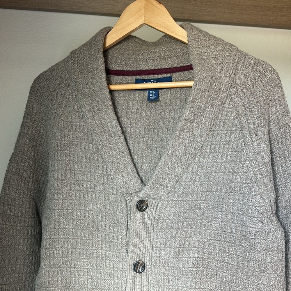 Savile Row Company Lambswool Blend Cardigan Sweater Small Brown Shawl Collar - Picture 3 of 12